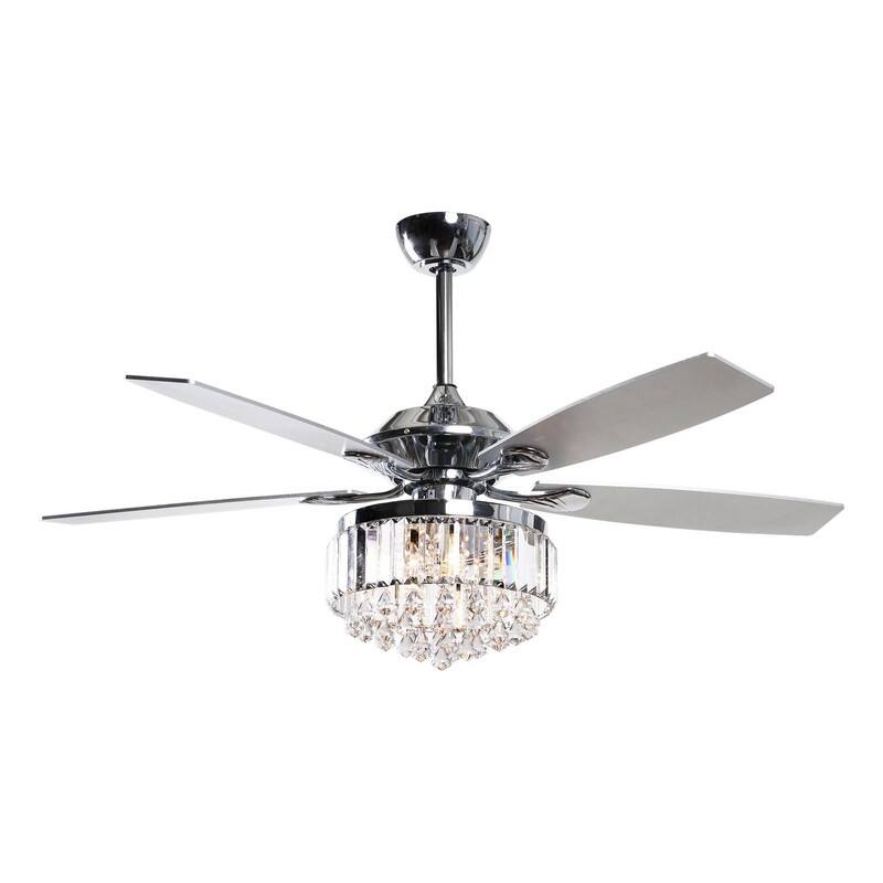 52 Inches Crystal Ceiling Fans in Chrome with Light and Remote Control