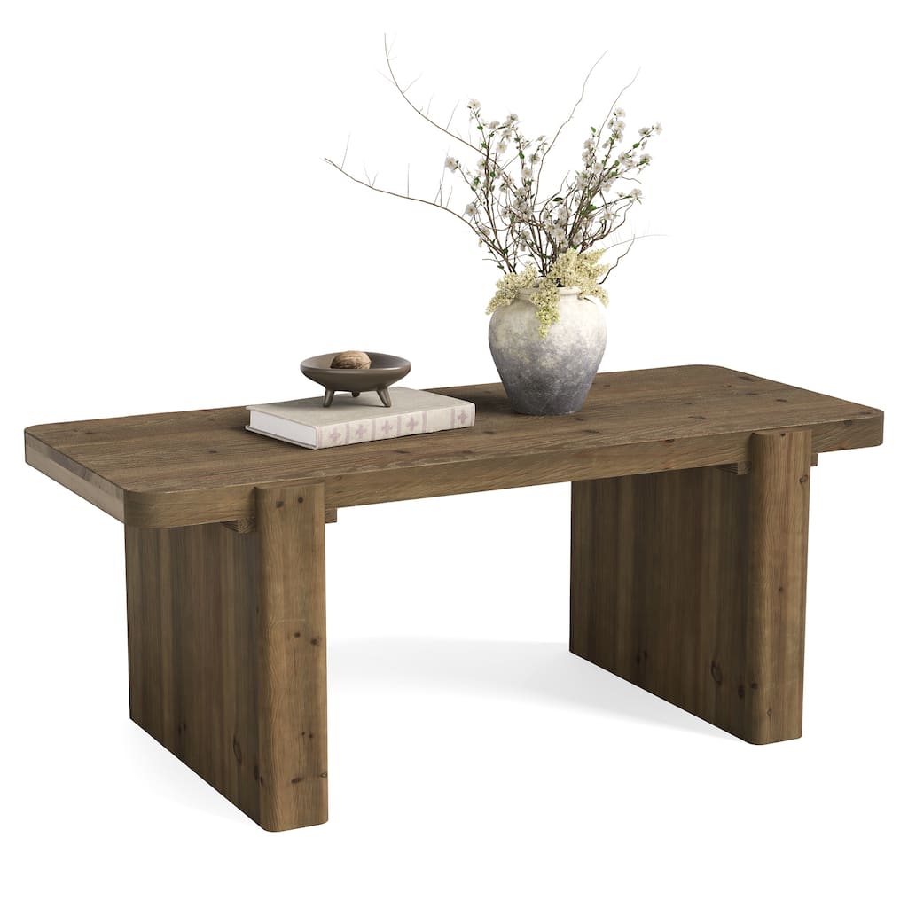 Farmhouse Coffee Table, 47-Inch Solid Wood Center Table