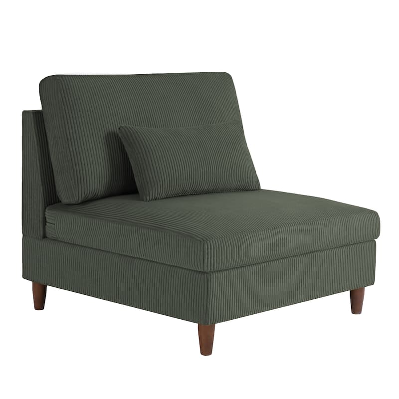Corduroy Accent Chair with Ottoman Modular Couch Sectional Sofa