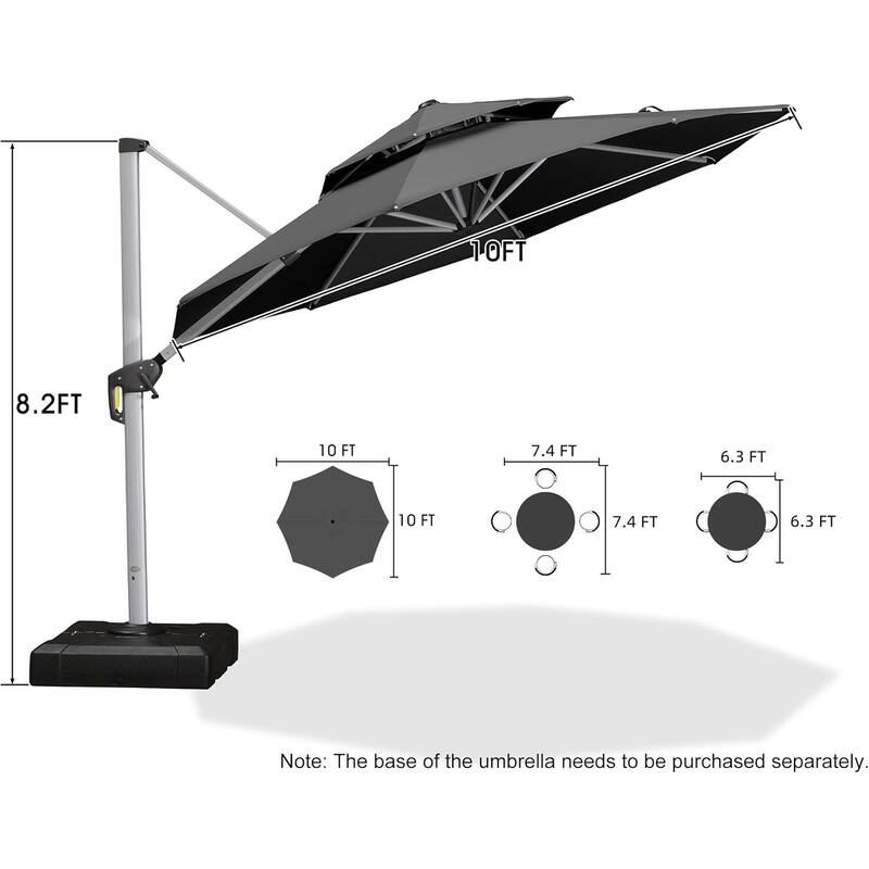 PURPLE LEAF 10 ft Double Top Round Windproof Offset Hanging Patio Umbrella