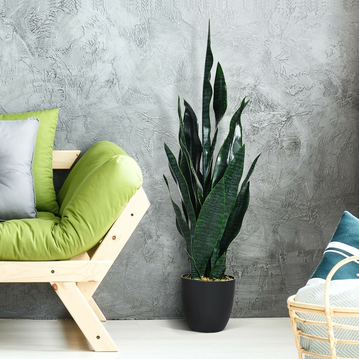 Shop Gymax Artificial Snake Plant 35 5 Fake Sansevieria Indoor