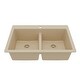 preview thumbnail 7 of 53, Karran Top Mount Double Equal Bowl Quartz Kitchen Sink - 33" x 22" x 9" - 33" x 22" x 9"