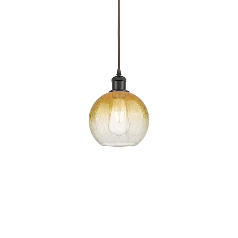Innovations Lighting 516-1P-11-8 Brookhaven Globe Pendant Brookhaven - Oil Rubbed Bronze / Amber