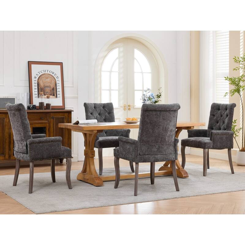 Roomfitters Upholstered Dining Chairs with Barrel Back and Wood Legs, Modern Accent Side Chairs for Living Room