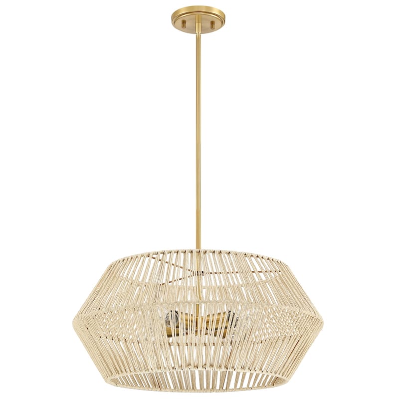 4-Light Bohemian Hand Woven Geometric Chandelier - 22 in. W