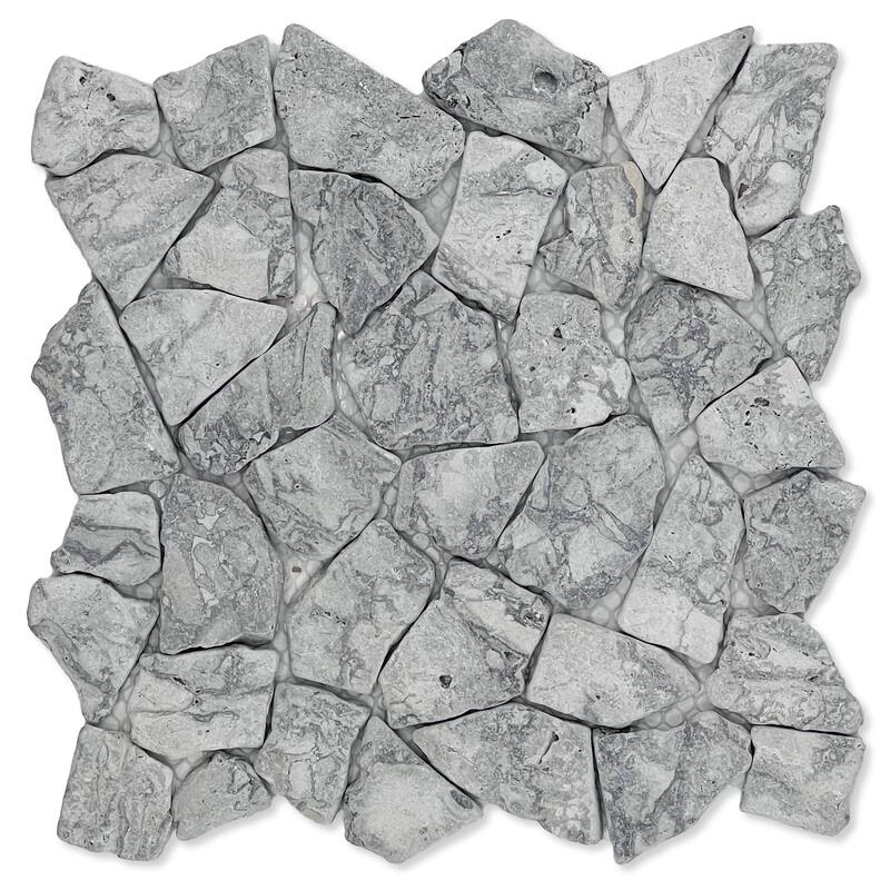 Fit Mosaic 11 in. x 11 in. Marble Mesh-Mounted Mosaic Wall and Floor Tile - Dove Grey - 11 in. x 11 in.