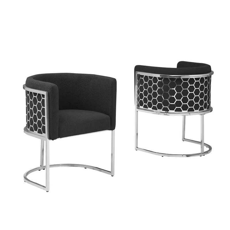 Best Quality Furniture 19" Teddy Fabric Chrome Iron Frame Set of 2.