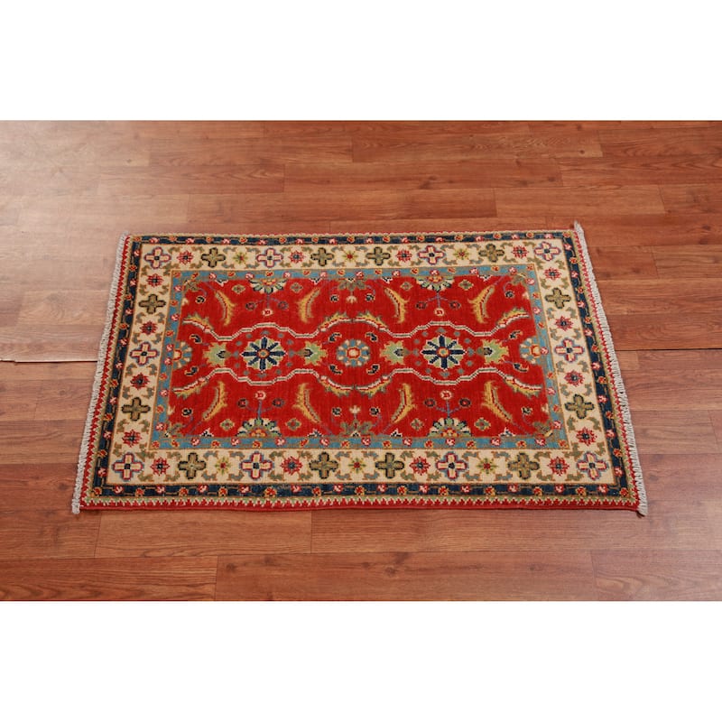 Red Kazak Oriental Accent Foyer Rug Handmade Wool Carpet - 2'0"x 3'0"