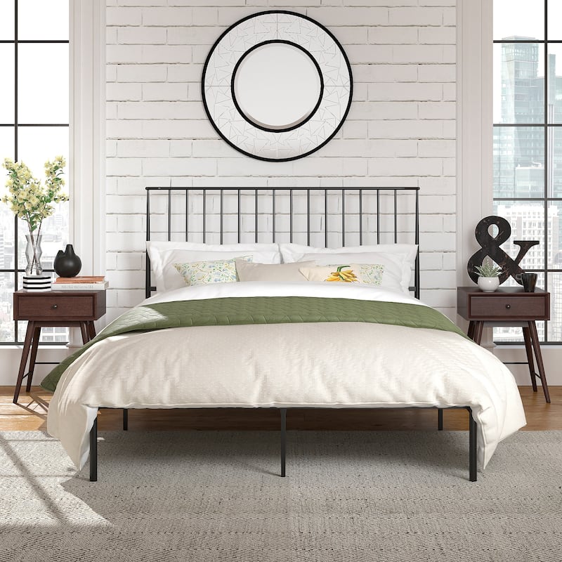 Bliss Metal Platform Bed with Curved Metal Headboard by iQ Modern