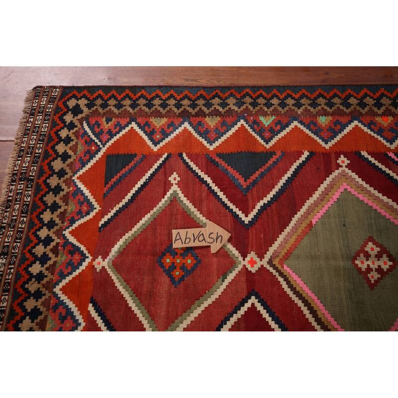 Vegetable Dye Kilim Qashqai Persian Rug Hand-Woven Tribal Wool Carpet - 4'3"x 7'10"