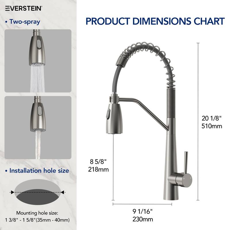 Modern 2-Function Pull-Down Kitchen Faucet – Single Handle, 1-Hole Installation