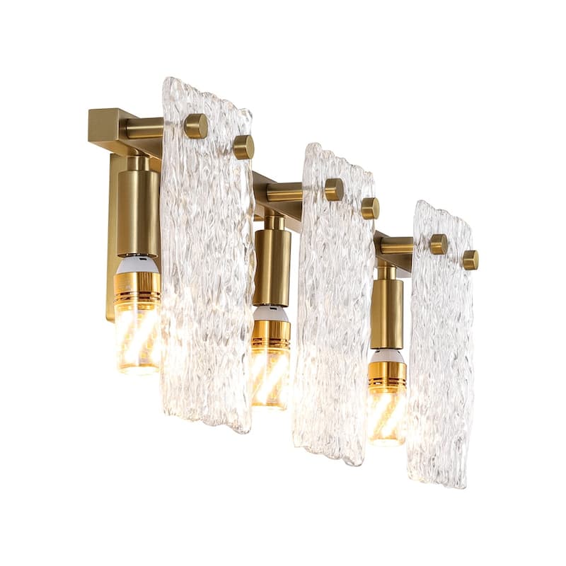Modern 3-Light Rippled Glass Linear Bathroom Vanity Wall Lamp