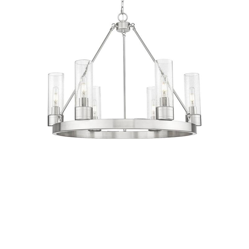 Innovations Lighting 617-6CR-24-29-8 Boreas Chandelier Boreas 6 Light - Satin Nickel / Seedy
