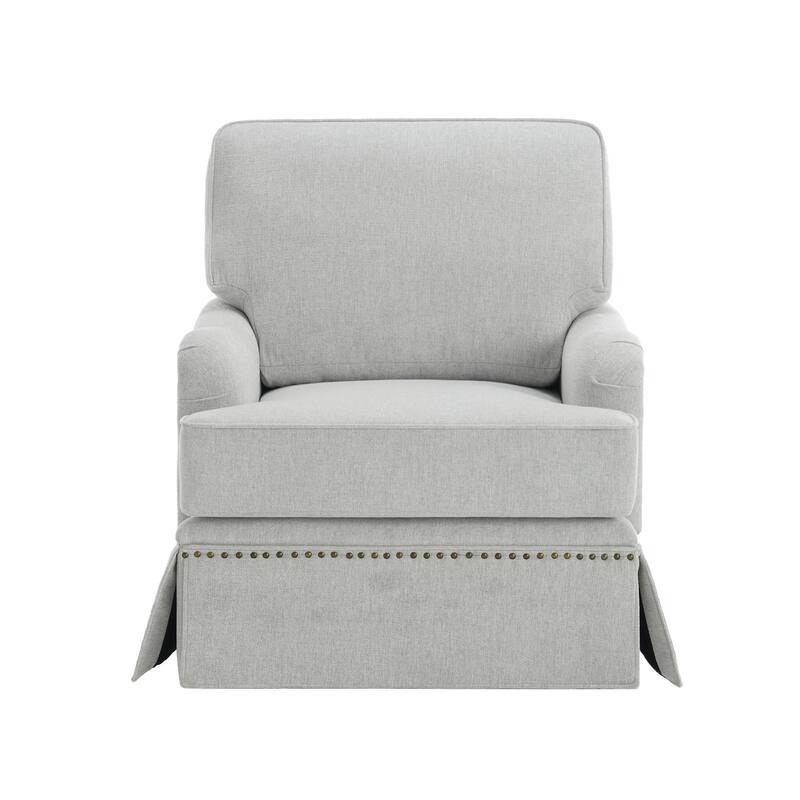 Modern Chenille Swivel Armchair and Storage Ottoman