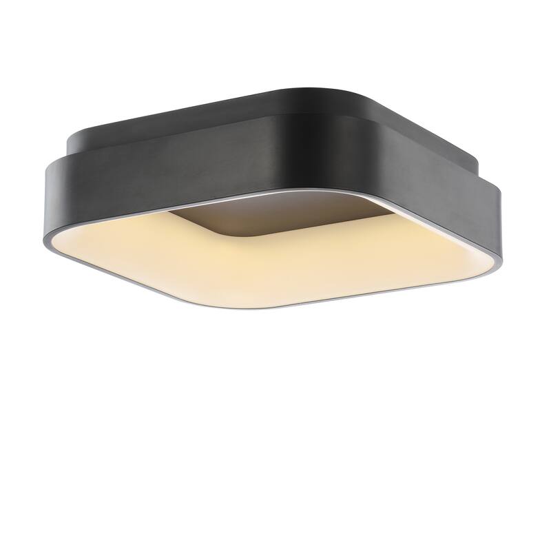 Cursive 17.7" Integrated LED Metal Flush Mount Ceiling Light, Black by JONATHAN Y