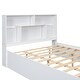 preview thumbnail 11 of 22, Queen Size Solid Pine Wood Platform Kids Bed Frame with Built-In Storage Shelves of the Headboard and 2-Drawers, White