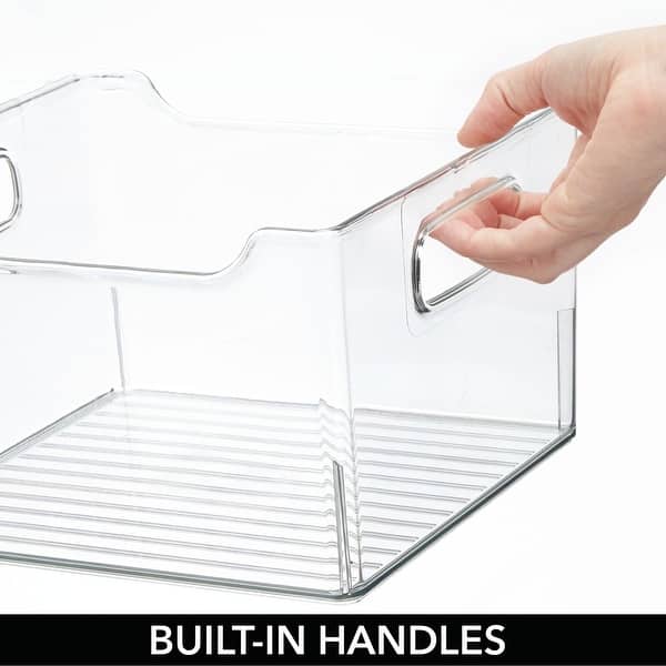 mDesign Deep Plastic Bathroom Storage Organizer Bin with Handles - 2 Pack, Clear