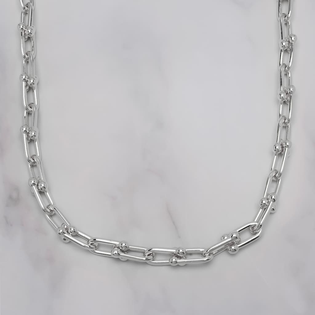 Victoria Townsend Silver Plated Thick Ball Paperclip Link Chain Necklace