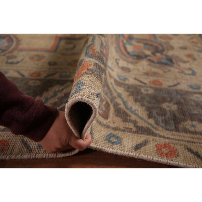 Geometric Tabriz Persian Vintage Area Rug Handmade Wool Carpet - 9'4" x 12'7"