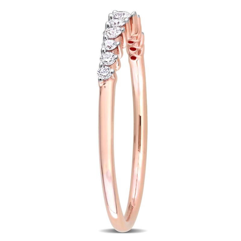 Miadora 14k Rose Gold 1/5ct TDW Diamond Stackable Semi-Eternity Wedding Band Ring