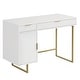 preview thumbnail 6 of 6, Jacklyn White Modern Computer Desk, Workstation or Writing Desk for Small Spaces with Drawers and Cabinet Storage
