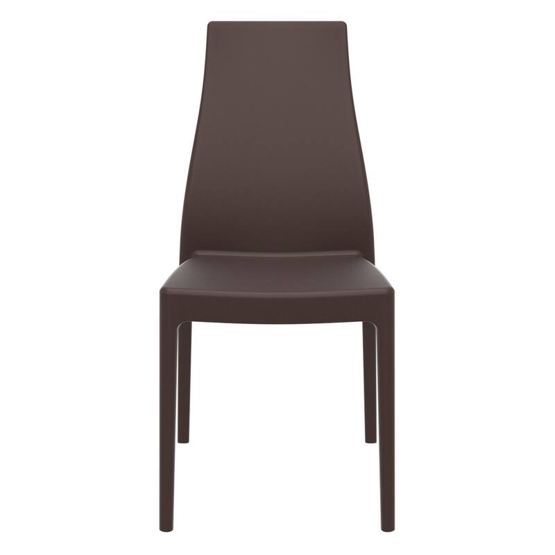 37" Brown Outdoor Patio Solid High Back Dining Chair