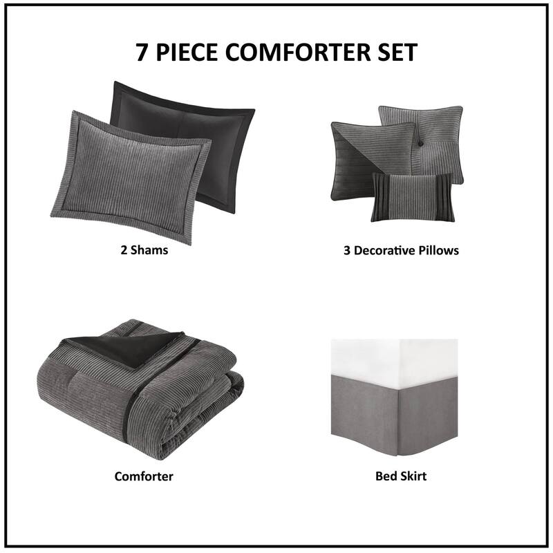 GDF Studio - Dallas 7-Piece Micro Corduroy Comforter Set
