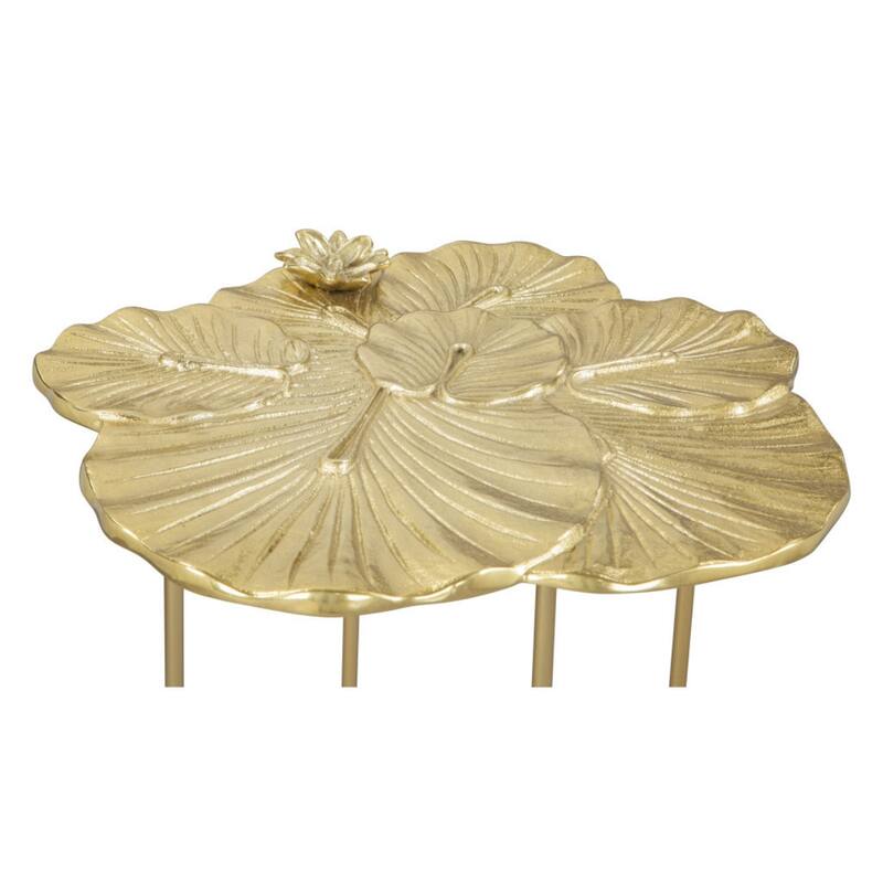 21" Glam Gold Side Table with Aluminum Top and Iron Sled Legs for Living Room or Bedroom Use - 21.3”H x 17”L x 17”W
