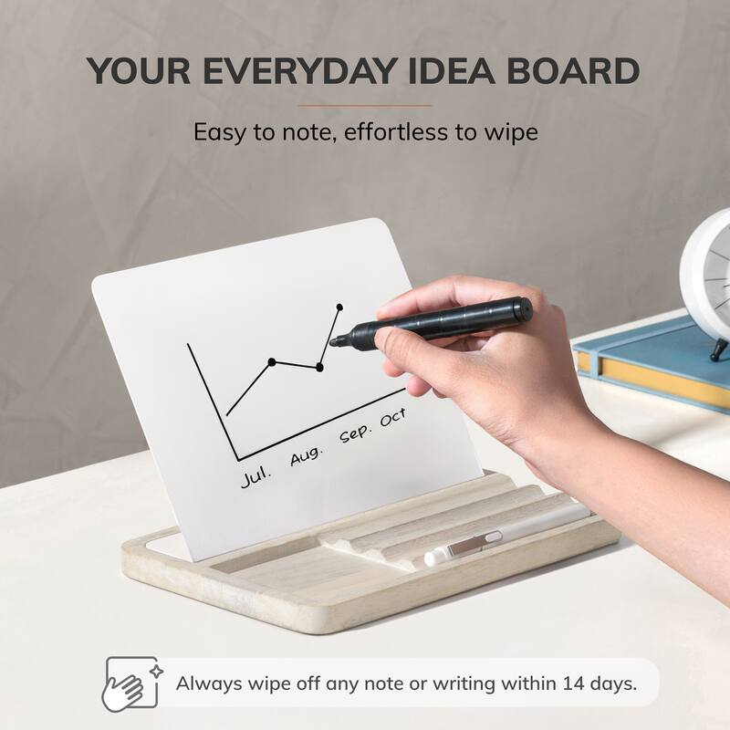 Jani Wooden Desk Organizer with Magnetic Whiteboard - Solid Wood, Hidden Storage & Anti-Skid Base for Home, Office & Workspaces