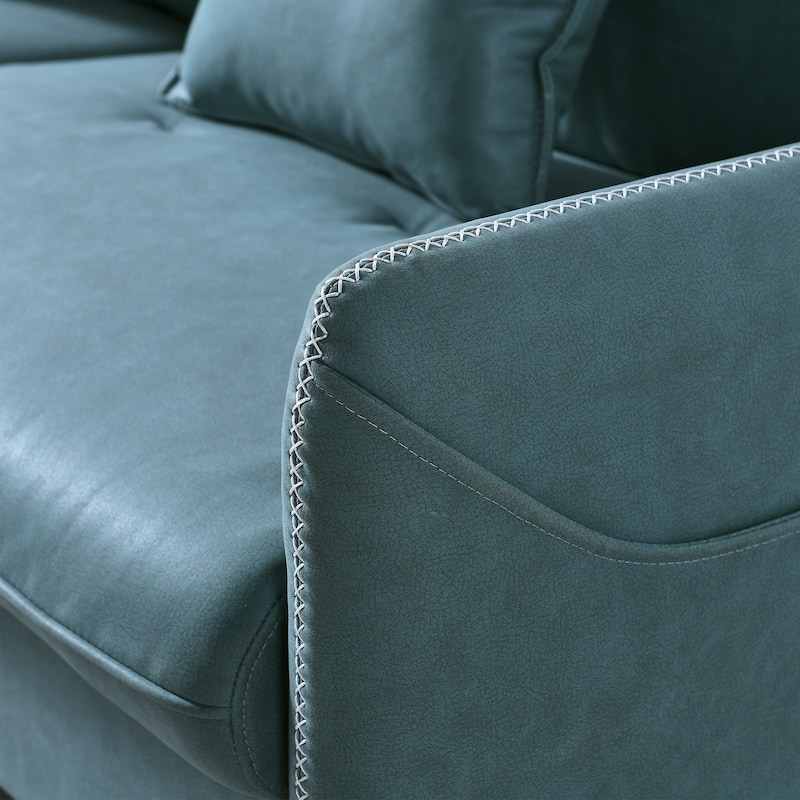 3-Seat Sofa Couch, Mid-Century Tufted Love Seat With 2 Pillows for Living Room