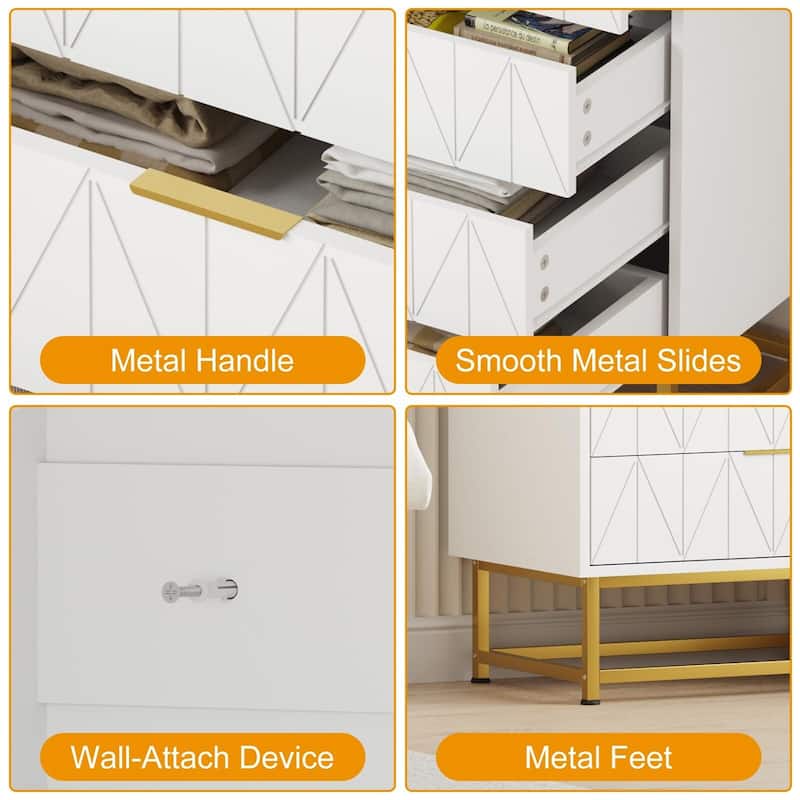 4-Drawer Fabric Dresser, with Wood Top