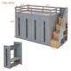 preview thumbnail 23 of 24, Modern Loft Bed with Two-Tone Storage Stairs and Pull-Out Wardrobes