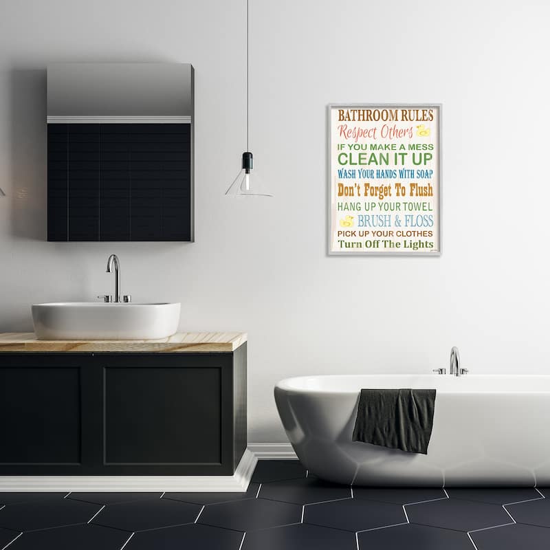 Stupell Bathroom Rules Rubber Ducky Bathroom Wall Art, Design By Janet ...
