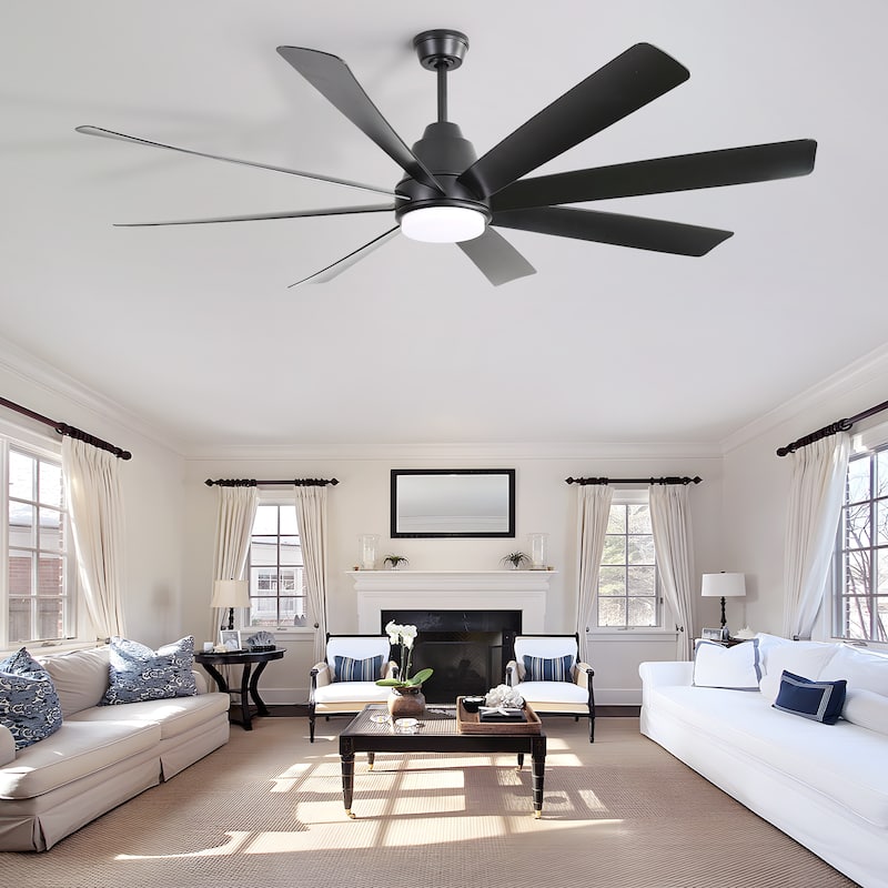 72" Ceiling Fans with Lights and Remote Control 6 Wind Speed - Black