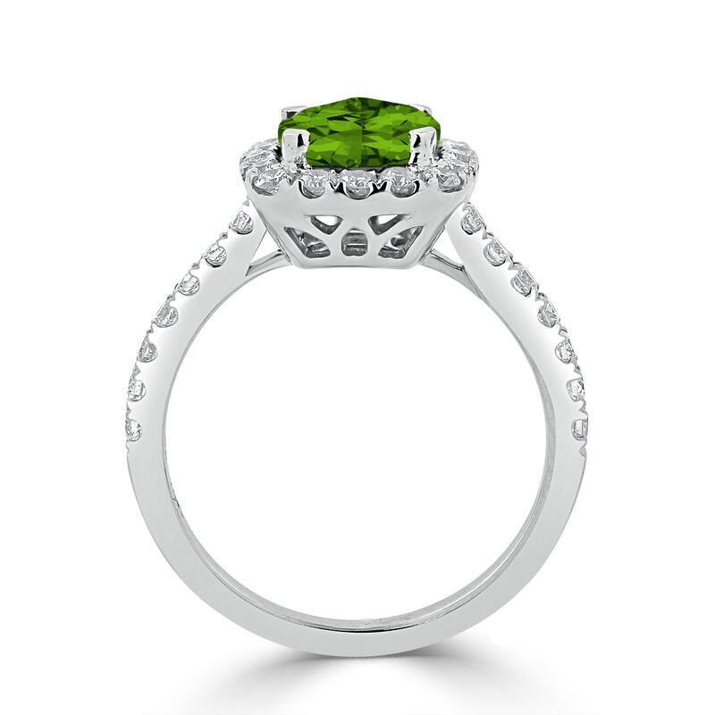 Auriya 1 3/8ct Cushion-cut Peridot and Halo Diamond Engagement Ring 1/2cttw 14k Gold