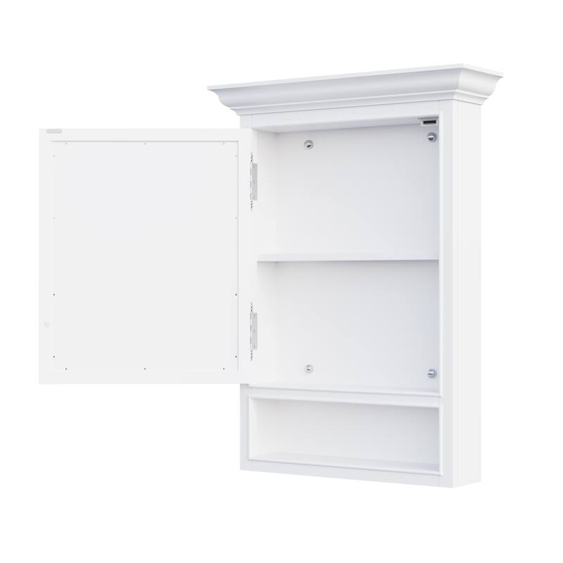24"W X32''H Surface Mount Solid Wood Framed Medicine Cabinet With Bottom Shelf