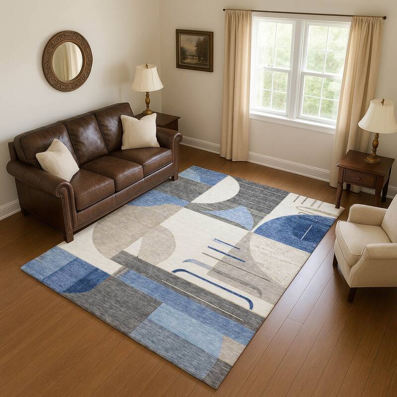 Premium Washable Super Soft Contemporary Mayfield Rug - Blue - 5' x 7'6"