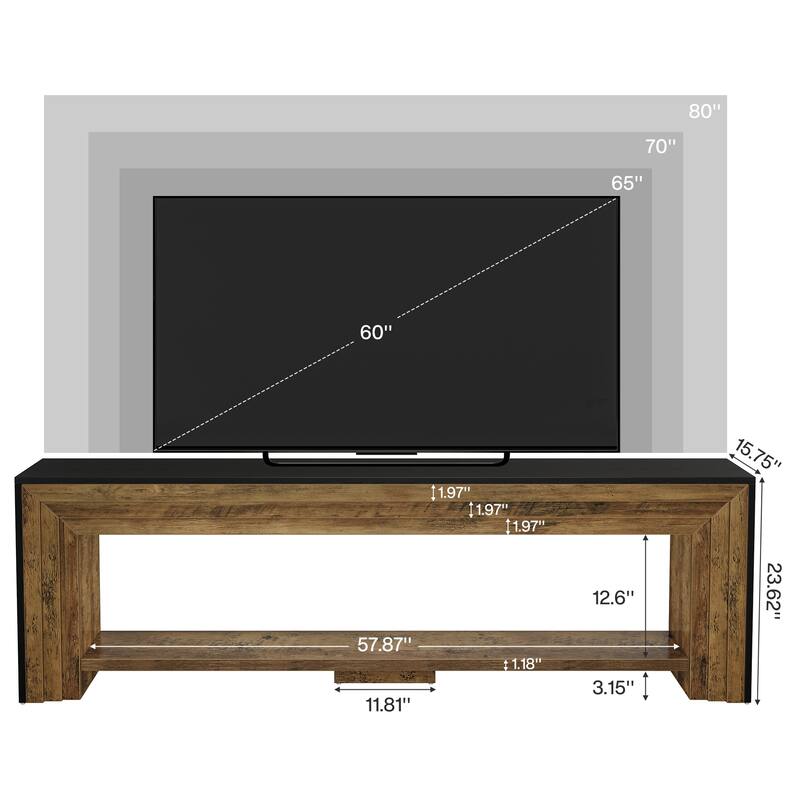 70" TV Stand for 65/75/80-Inch TVs, Farmhouse Entertainment Center - n/a