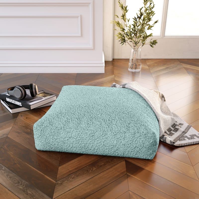 Jaxx Brio Large Decor Floor Pillow / Yoga Cushion, Faux Lamb - Mineral Green