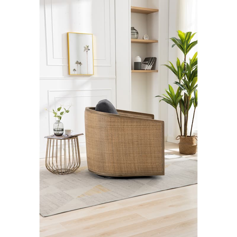 360 Degree Swivel Upholstered Accent Barrel Arm Chair