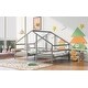 preview thumbnail 5 of 15, Modern Double Twin Size House Platform Beds with Built-in Table, Solid Wood Triangular House Bed