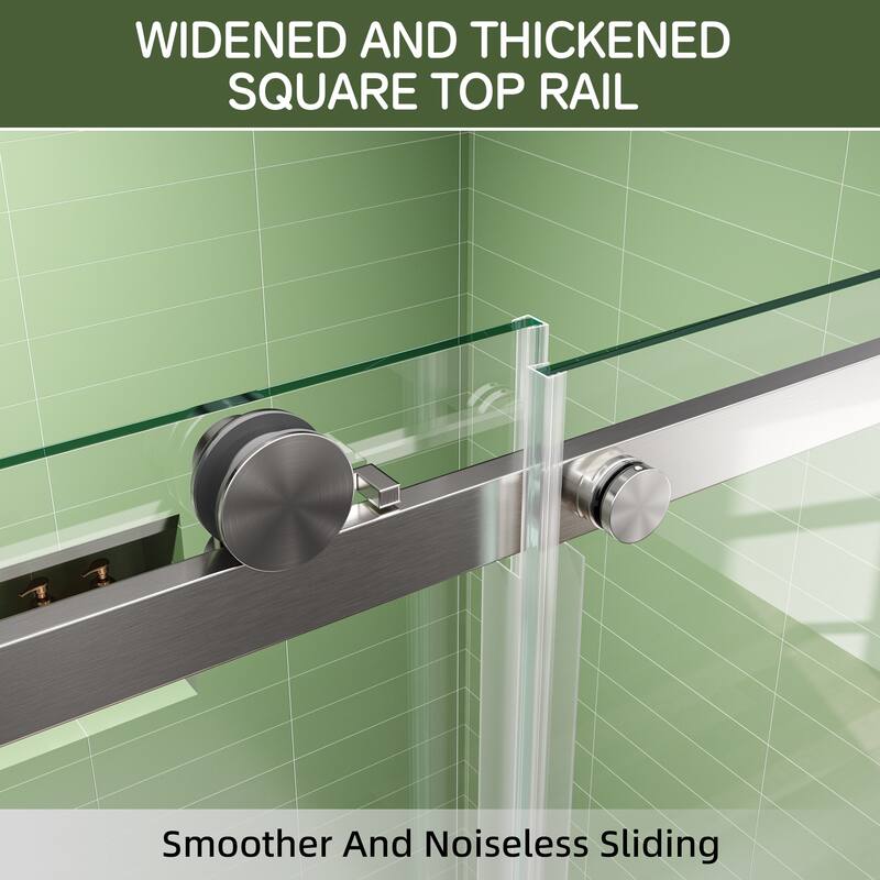 60x72 Single Sliding Shower Door, Slim Frame, 8mm Tempered Glass, Matte Black, 304 SS, 4 in Adjustable, Quiet Glide
