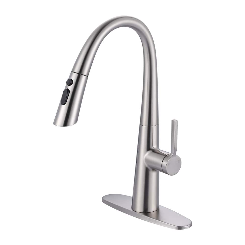 WOWOW 17.7 in. Single Handle Pull Down Sprayer Kitchen Faucet