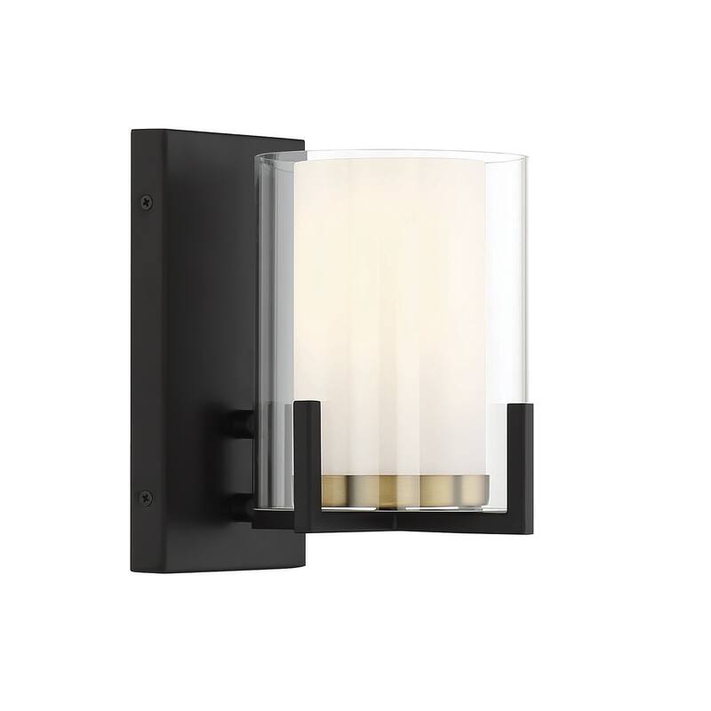 Savoy House 9-1977-1 Eaton 8" Tall Wall Sconce - Matte Black / Warm Brass