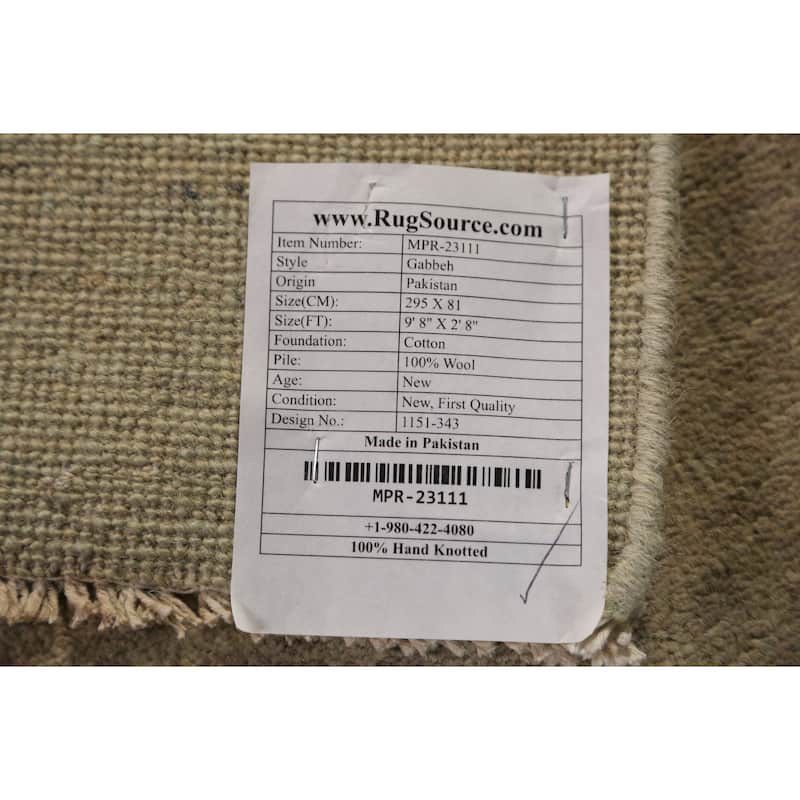 Modern Gabbeh Runner Rug Handmade Wool Carpet - 2'8" x 9'8"