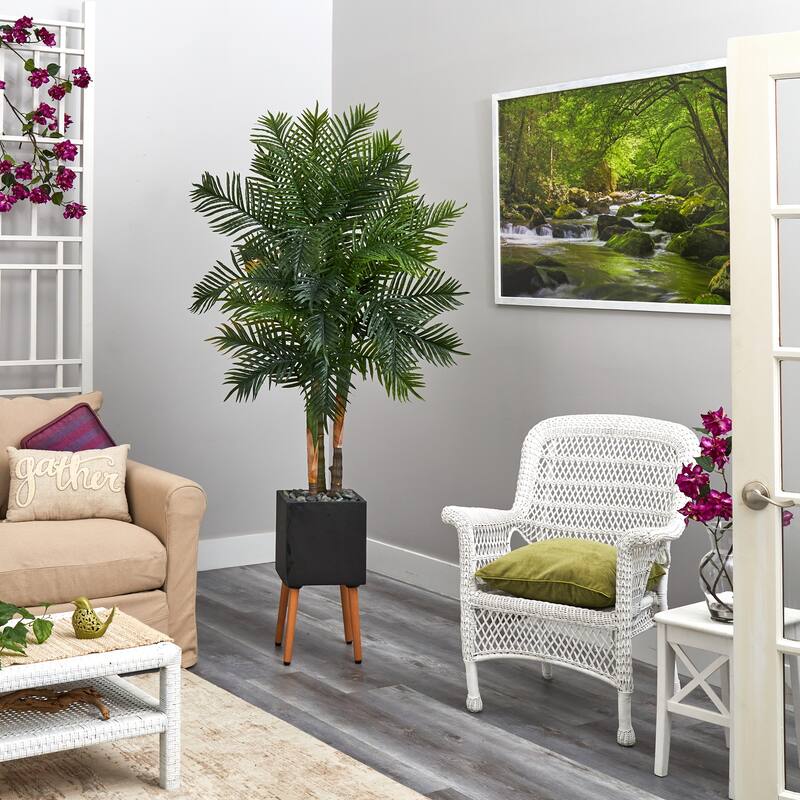 Artificial Orchid Arrangement 24In - Faux Flowers Home Decor - Purple Orchid Plant for Living Room, Office, Table - Green - 70