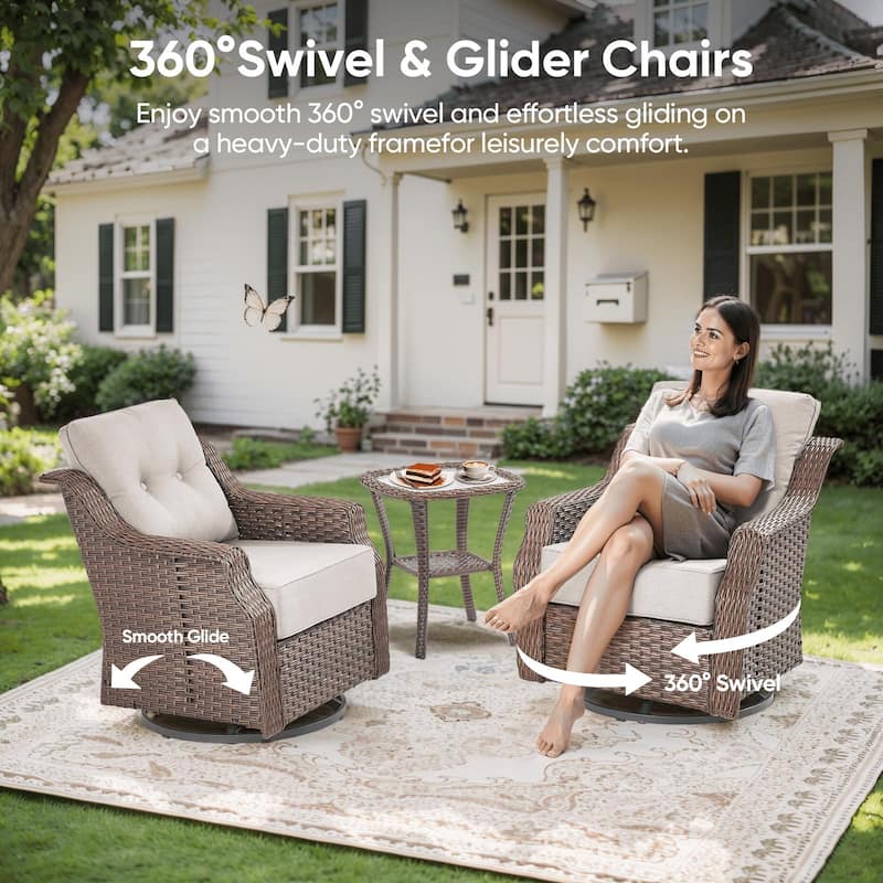 8PCS Outdoor Sofa Glider Chair Table and Ottoman