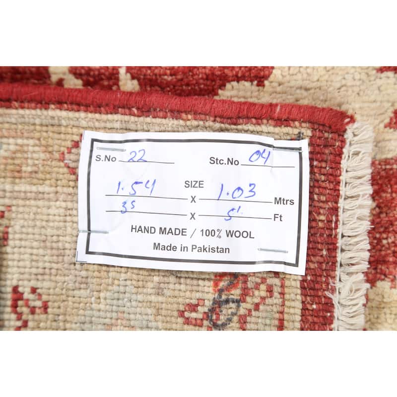 Vegetable Dye Floral Chobi Peshawar Oriental Wool Area Rug Handmade - 3'5" x 5'1"
