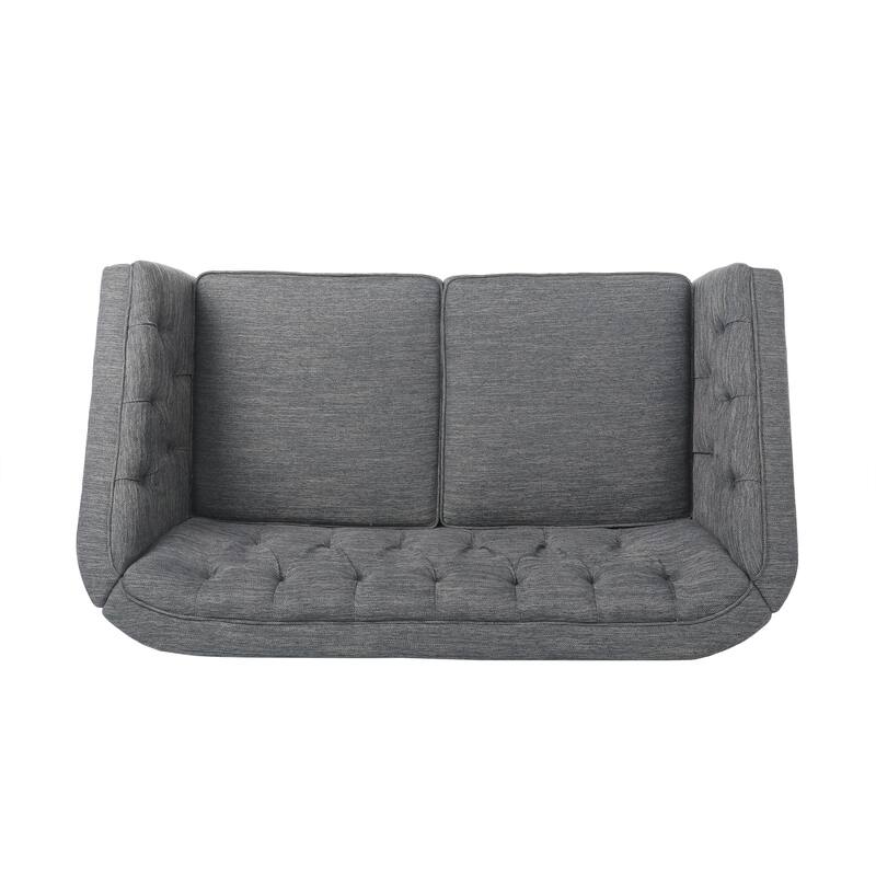 Roomfitters Tufted Upholstered Loveseat Sofa, Compact Modern Couch for Living Room or Office Seating