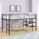 preview thumbnail 1 of 9, Black Twin Steel Low Loft Bed with Storage & Ladder Black